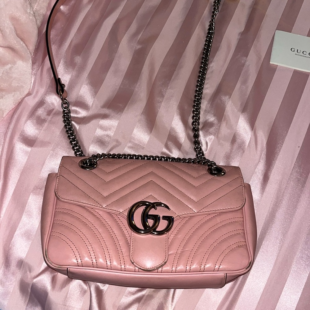 Gucci marmont flap purse pink